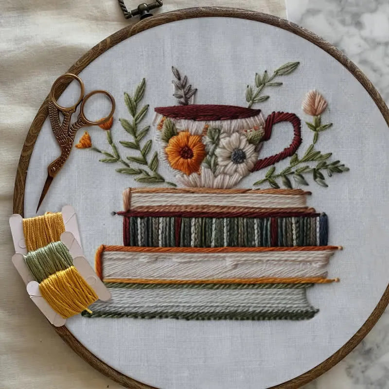 Embroidery Kit - Booked & Brewed