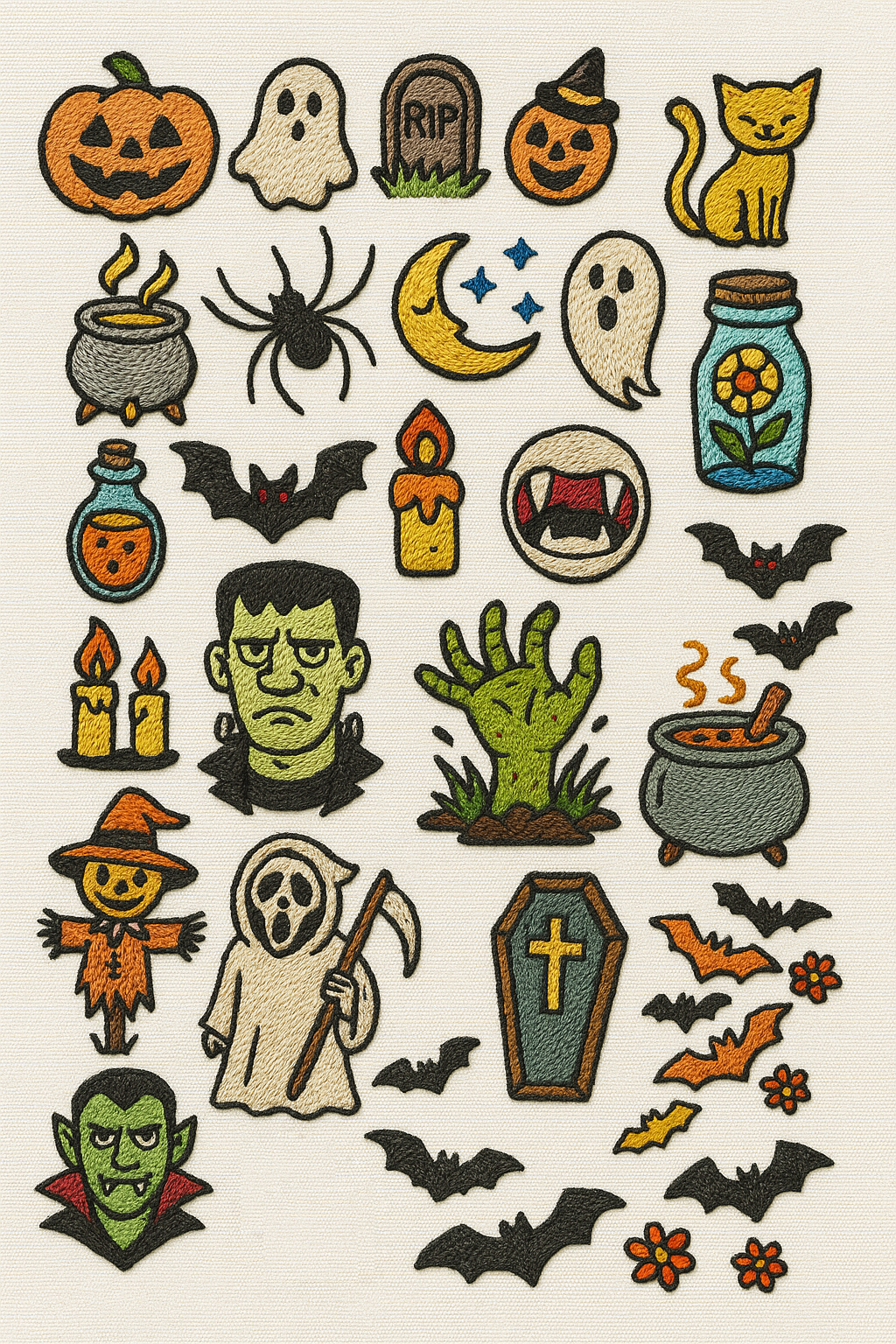 Water Soluble Embroidery Patterns - Halloween