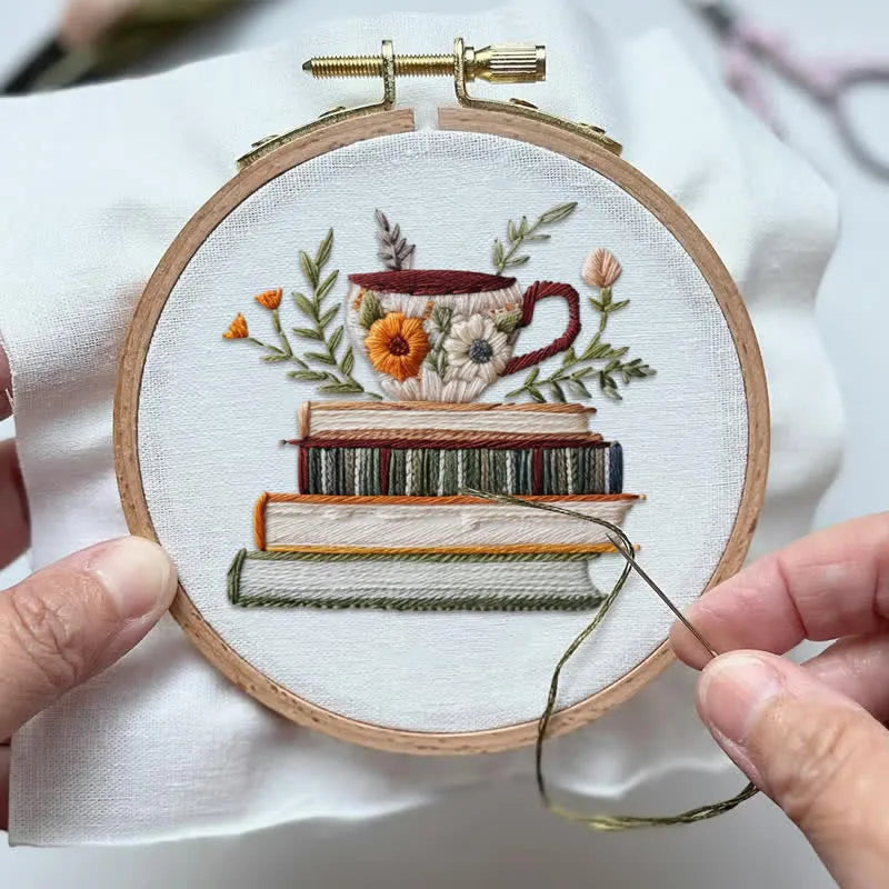 Embroidery Kit - Booked & Brewed