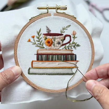 Embroidery Kit - Booked & Brewed