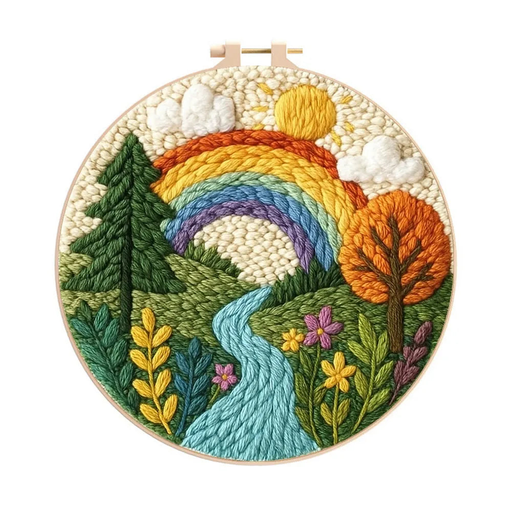 Punch Embroidery Kit - Rainbow Over the Valley