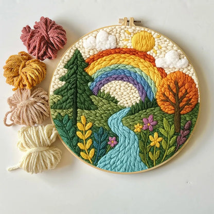 Punch Embroidery Kit - Rainbow Over the Valley