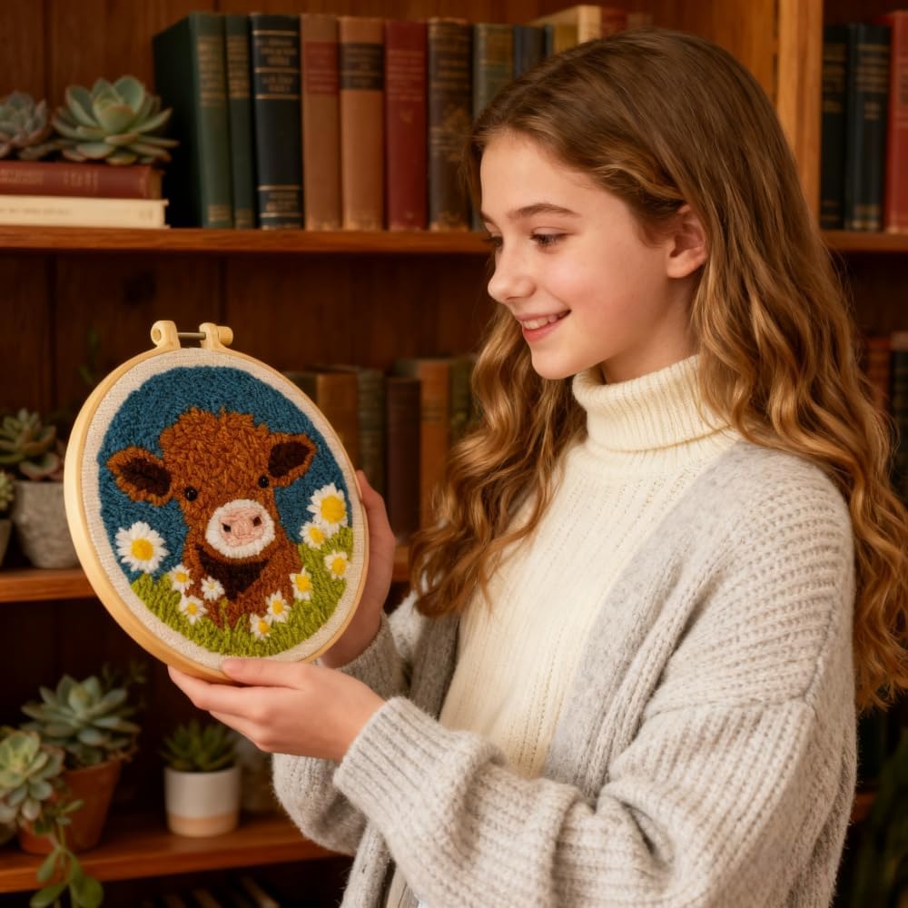 Punch Embroidery Kit - Moo & Daisies