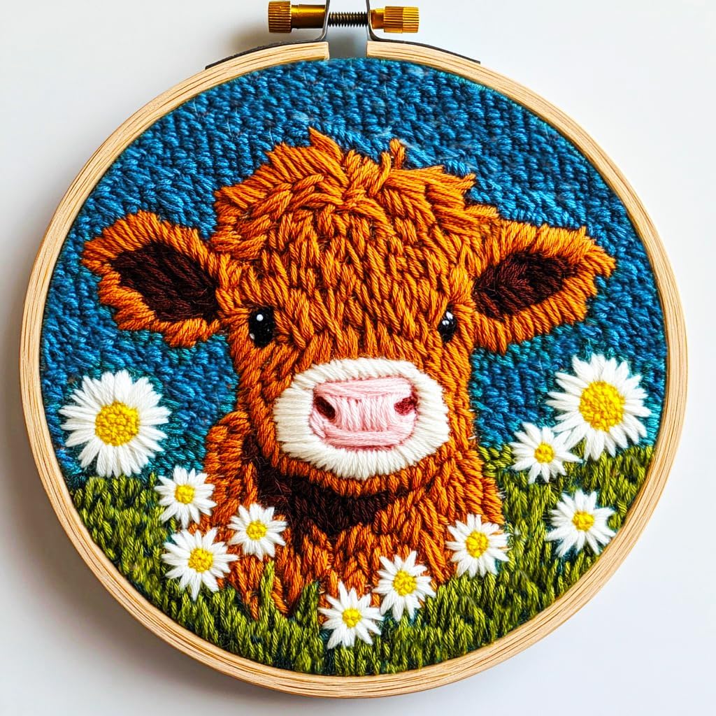 Punch Embroidery Kit - Moo & Daisies