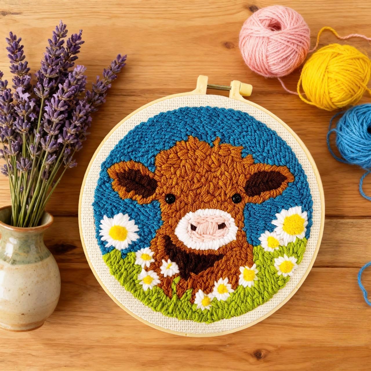 Punch Embroidery Kit - Moo & Daisies