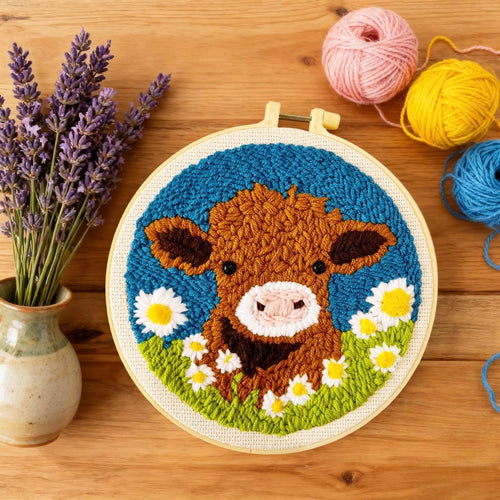 Punch Embroidery Kit - Moo & Daisies
