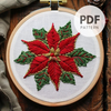 Simple Poinsettia Hand Embroidery Pattern PDF